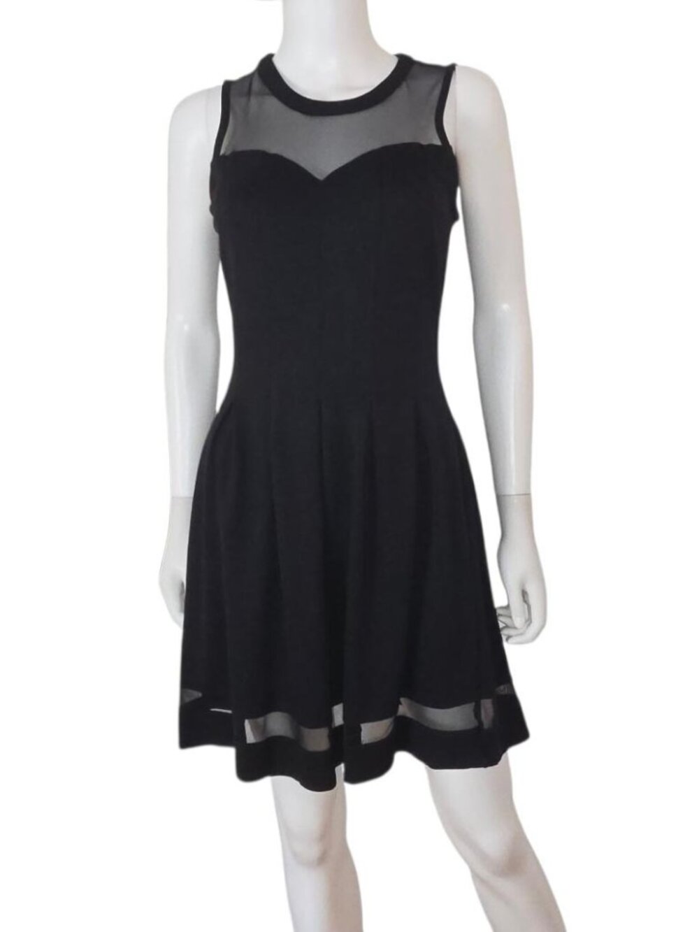 Monteau Trendy Mesh-Yoke Fit & Flare Dress
